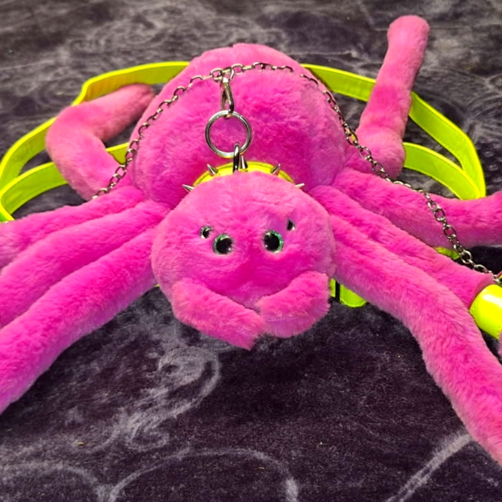 Plush Pink Spider Backpack